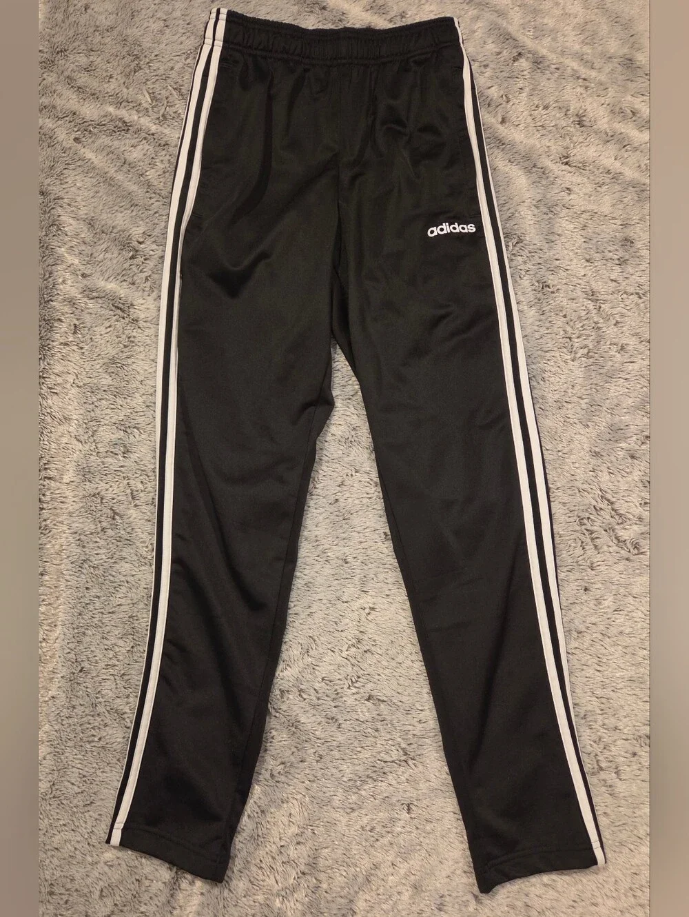 Mens adidas Black Joggers with White Side Stripes